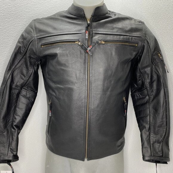 Jackets 4Bikes Men’s Black Real Leather Motorcycle JacketSize S